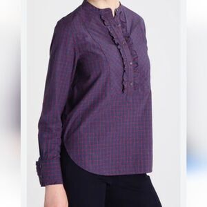 J. Crew Plaid Ruffle Detail Women's Top